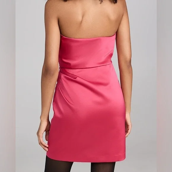 A.L.C. Talita Strapless Ruffle Mini Dress Fuchsia Pink Satin NWOT - Picture 2 of 11